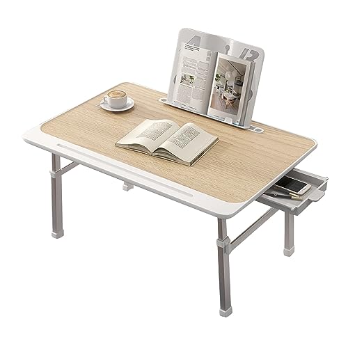 CHCHC Beweglicher Computer Schreibtisch, Höhenverstellbar Klappbarer Hubtisch Mehrere Optionen Verfügbar Schlafzimmer Multifunktionstisch(Yellow,Drawer Bookshelf) von CHCHC