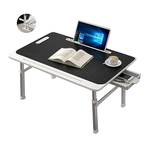 CHCHC Beweglicher Computer Schreibtisch, Höhenverstellbar mit Schubladen USB Multifunktionaler Klapptisch Schlafzimmer Lesen Lernen Hubtisch(Black) von CHCHC