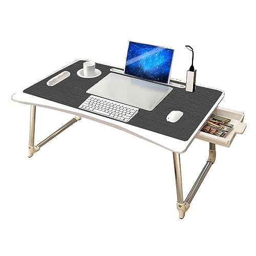CHCHC Beweglicher Computer Schreibtisch, Mehrere Optionen Verfügbar Multifunktionstisch Auf Dem Bett Balkon Klappbarer Studientisch(Black,Mobile Power Light) von CHCHC