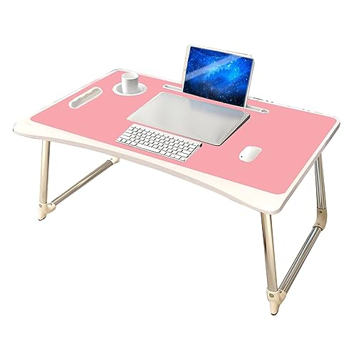CHCHC Beweglicher Computer Schreibtisch, Mehrere Optionen Verfügbar Multifunktionstisch Auf Dem Bett Balkon Klappbarer Studientisch(Pink,Foundation) von CHCHC
