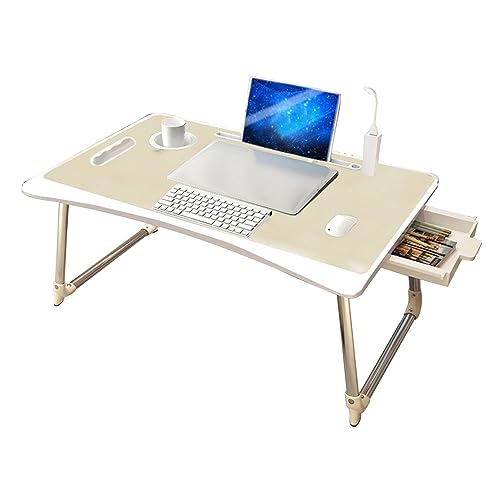 CHCHC Beweglicher Computer Schreibtisch, Mehrere Optionen Verfügbar Multifunktionstisch Auf Dem Bett Balkon Klappbarer Studientisch(Yellow,Mobile Power Light) von CHCHC