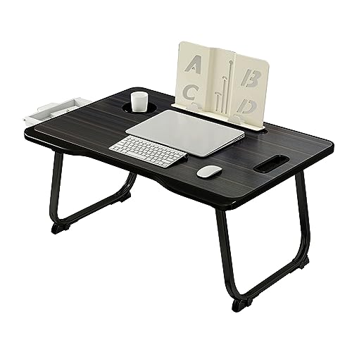 CHCHC Beweglicher Computer Schreibtisch, Mehrere Optionen Verfügbar Multifunktionstisch Studentenwohnheim Auf Dem Bett Klapptisch(Black,Drawer Bookshelf) von CHCHC
