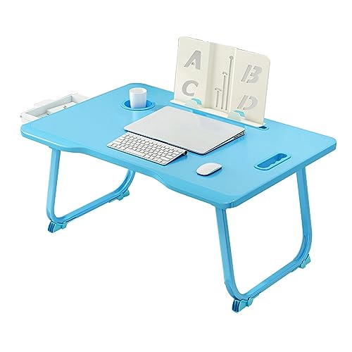 CHCHC Beweglicher Computer Schreibtisch, Mehrere Optionen Verfügbar Multifunktionstisch Studentenwohnheim Auf Dem Bett Klapptisch(Blue,Drawer Bookshelf) von CHCHC