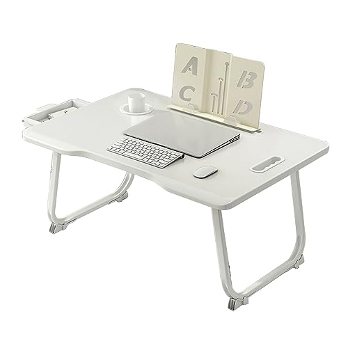 CHCHC Beweglicher Computer Schreibtisch, Mehrere Optionen Verfügbar Multifunktionstisch Studentenwohnheim Auf Dem Bett Klapptisch(White,Drawer Bookshelf) von CHCHC
