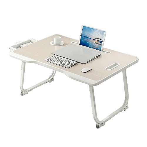 CHCHC Beweglicher Computer Schreibtisch, Mehrere Optionen Verfügbar Multifunktionstisch Studentenwohnheim Auf Dem Bett Klapptisch(Yellow,Drawer) von CHCHC