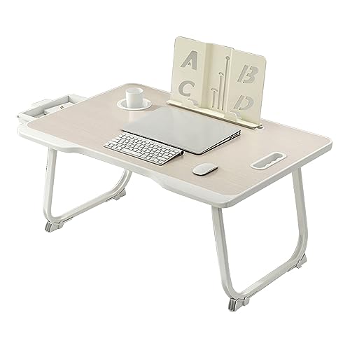 CHCHC Beweglicher Computer Schreibtisch, Mehrere Optionen Verfügbar Multifunktionstisch Studentenwohnheim Auf Dem Bett Klapptisch(Yellow,Drawer Bookshelf) von CHCHC