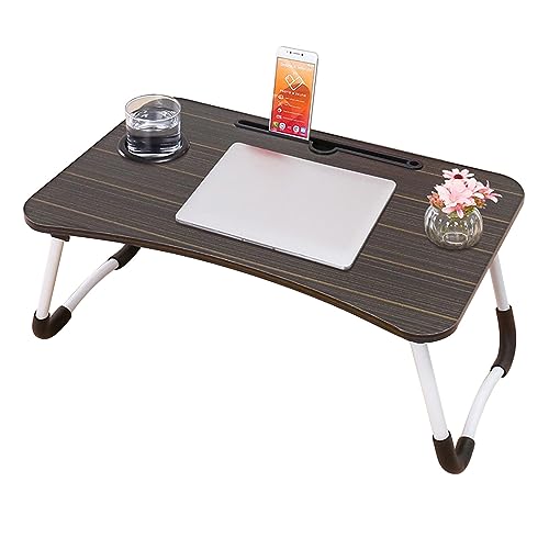 CHCHC Beweglicher Computer Schreibtisch, Mehrere Optionen Verfügbar Tragbarer Klapptisch Studentenwohnheim Schlafzimmer Multifunktionstisch(Black,Cup Holder) von CHCHC