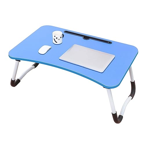 CHCHC Beweglicher Computer Schreibtisch, Mehrere Optionen Verfügbar Tragbarer Klapptisch Studentenwohnheim Schlafzimmer Multifunktionstisch(Blue,Card Slot) von CHCHC