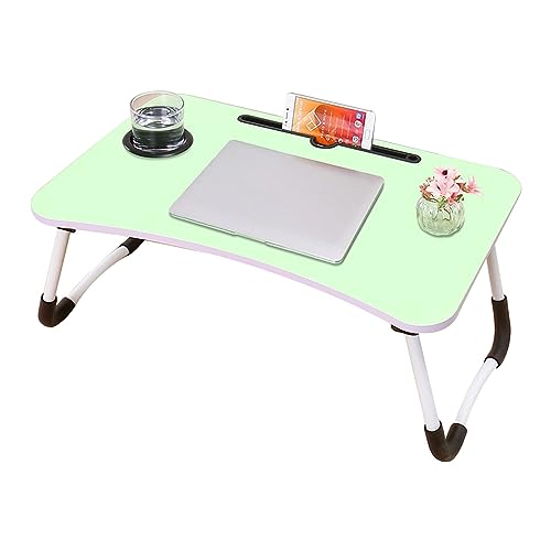 CHCHC Beweglicher Computer Schreibtisch, Mehrere Optionen Verfügbar Tragbarer Klapptisch Studentenwohnheim Schlafzimmer Multifunktionstisch(Green,Cup Holder) von CHCHC
