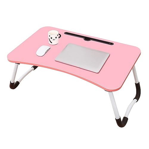 CHCHC Beweglicher Computer Schreibtisch, Mehrere Optionen Verfügbar Tragbarer Klapptisch Studentenwohnheim Schlafzimmer Multifunktionstisch(Pink,Card Slot) von CHCHC