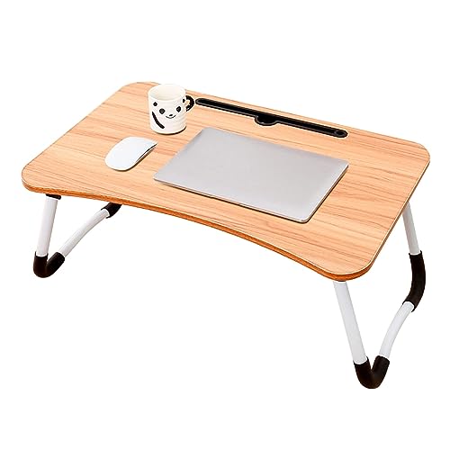 CHCHC Beweglicher Computer Schreibtisch, Mehrere Optionen Verfügbar Tragbarer Klapptisch Studentenwohnheim Schlafzimmer Multifunktionstisch(Walnut,Card Slot) von CHCHC