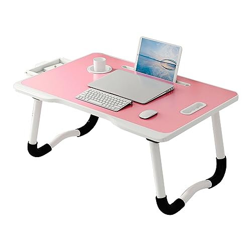 CHCHC Beweglicher Computer Schreibtisch, Multifunktional Balkon Tragbarer Schreibtisch Mehrere Optionen Verfügbar Lernen Lesen Klapptisch(Pink,Drawer) von CHCHC