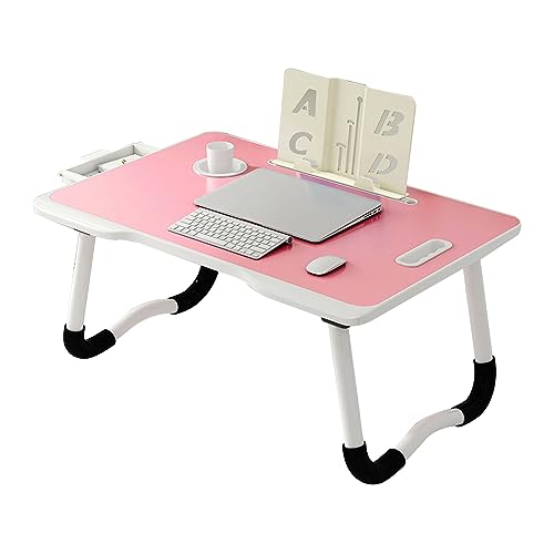 CHCHC Beweglicher Computer Schreibtisch, Multifunktional Balkon Tragbarer Schreibtisch Mehrere Optionen Verfügbar Lernen Lesen Klapptisch(Pink,Drawer Bookshelf) von CHCHC