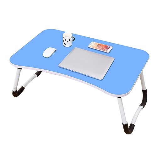 CHCHC Beweglicher Computer Schreibtisch, Studentenwohnheim Antirutsch Fußabdeckung Multifunktionstisch Lernen Tragbarer Klapptisch(Blue) von CHCHC