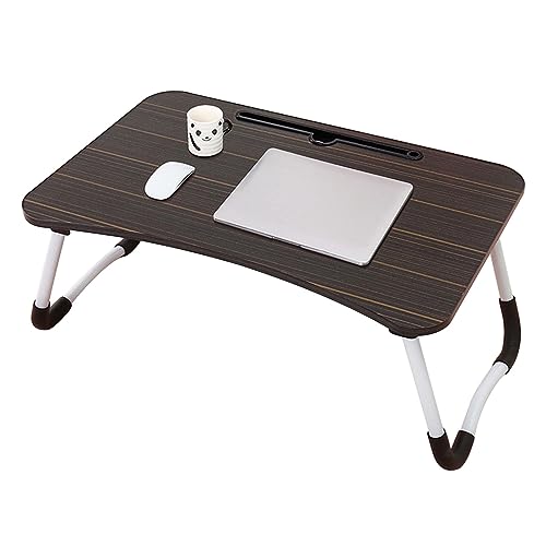 CHCHC Beweglicher Computer Schreibtisch, mit Kartensteckplatz Lazy People Desk Studentenwohnheim Laptop Schreibtisch Anti-Rutsch Klapptisch(Black) von CHCHC