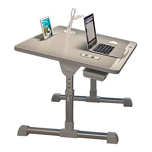 CHCHC Beweglicher Computer Schreibtisch, mit Schublade USB-Gerät Multifunktional Hubtisch Schlafzimmer Laptop Schlafsaal Klapptisch(Light Gray) von CHCHC