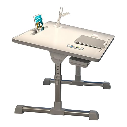 CHCHC Beweglicher Computer Schreibtisch, mit Schublade USB-Gerät Multifunktional Hubtisch Schlafzimmer Laptop Schlafsaal Klapptisch(White) von CHCHC