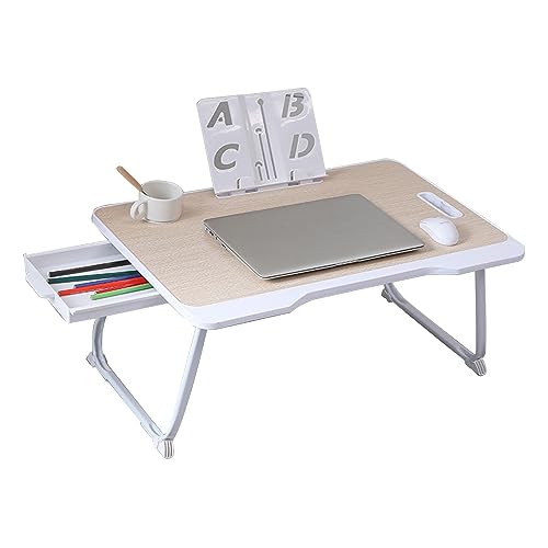 CHCHC Beweglicher Computer Schreibtisch, mit Schubladen Bücherregal Multifunktionstisch Schlafzimmer Balkon Auf Dem Bett rutschfest Klapptisch(Yellow) von CHCHC