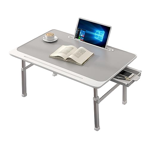 CHCHC Beweglicher Computer Schreibtisch, mit Schubladen Schlafsaal Multifunktionaler Klapptisch Leselernen Einstellbar Hubtisch(Light Gray) von CHCHC