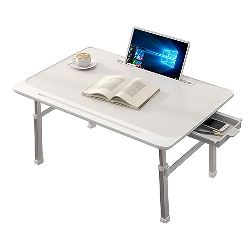 CHCHC Beweglicher Computer Schreibtisch, mit Schubladen Schlafsaal Multifunktionaler Klapptisch Leselernen Einstellbar Hubtisch(White) von CHCHC