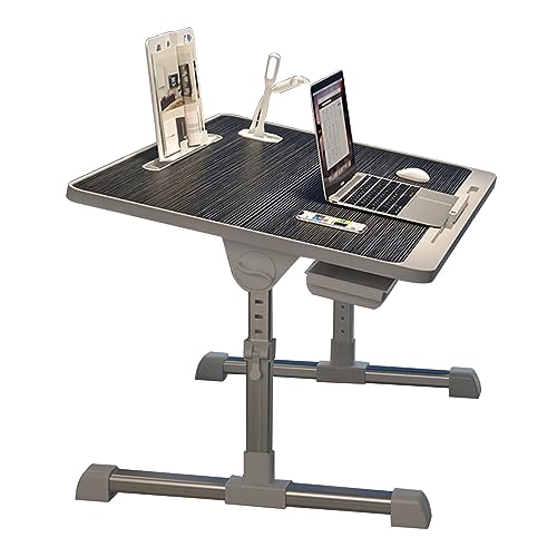 CHCHC Beweglicher Schreibtisch, Schublade USB Bücherregal Multifunktional Einstellbar Hubtisch Schlafzimmer Studentenwohnheim Klapptisch(Black) von CHCHC