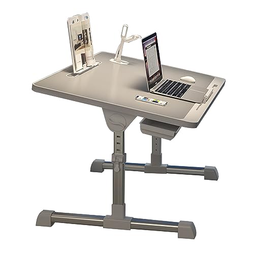 CHCHC Beweglicher Schreibtisch, Schublade USB Bücherregal Multifunktional Einstellbar Hubtisch Schlafzimmer Studentenwohnheim Klapptisch(Light Gray) von CHCHC