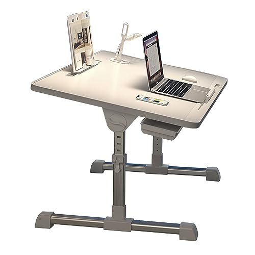 CHCHC Beweglicher Schreibtisch, Schublade USB Bücherregal Multifunktional Einstellbar Hubtisch Schlafzimmer Studentenwohnheim Klapptisch(White) von CHCHC