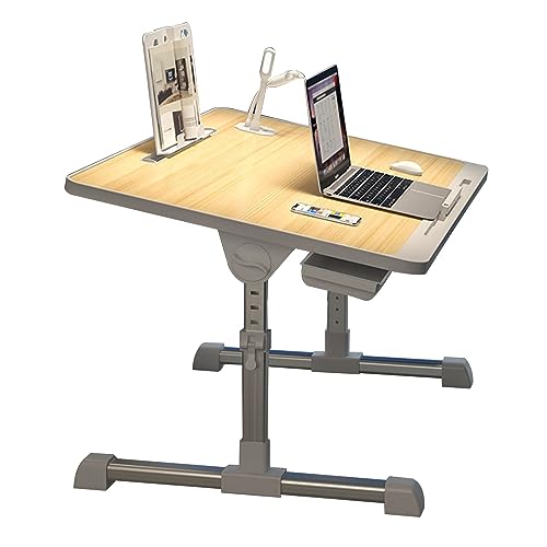 CHCHC Beweglicher Schreibtisch, Schublade USB Bücherregal Multifunktional Einstellbar Hubtisch Schlafzimmer Studentenwohnheim Klapptisch(Yellow) von CHCHC