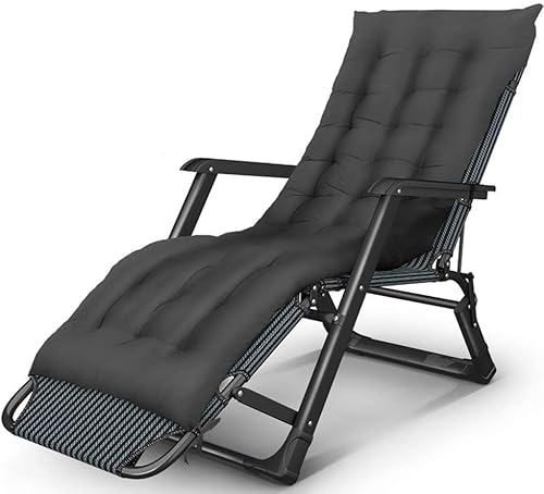 CHCHC Breite Armlehne verstellbare Liege mit Abnehmbarer Baumwollpad -Lounge -Stühle Faltbare Gartenstrandstuhlunterstützung 400 Lbs Liegen(Black) von CHCHC