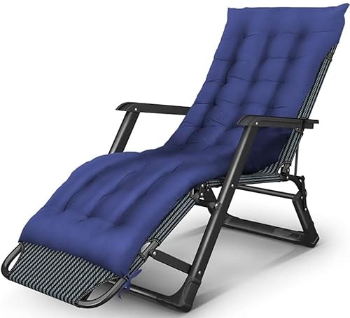 CHCHC Breite Armlehne verstellbare Liege mit Abnehmbarer Baumwollpad -Lounge -Stühle Faltbare Gartenstrandstuhlunterstützung 400 Lbs Liegen(Blue) von CHCHC
