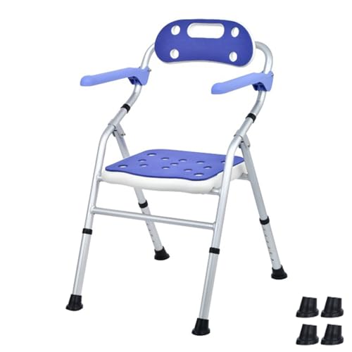 CHCHC Duschhocker, Aluminiumlegierung Duschstuhl Ältere Behinderte Badezimmerstuhl mit Armlehne Antirutschhocker Duschstuhl(Blue,Standard) von CHCHC