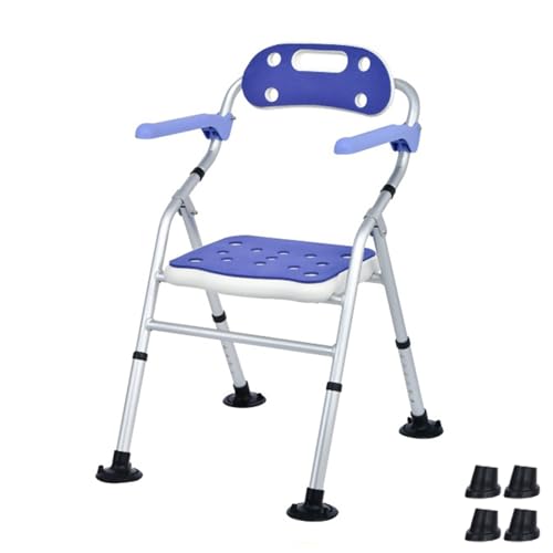 CHCHC Duschhocker, Aluminiumlegierung Duschstuhl Ältere Behinderte Badezimmerstuhl mit Armlehne Antirutschhocker Duschstuhl(Blue,Upgraded) von CHCHC