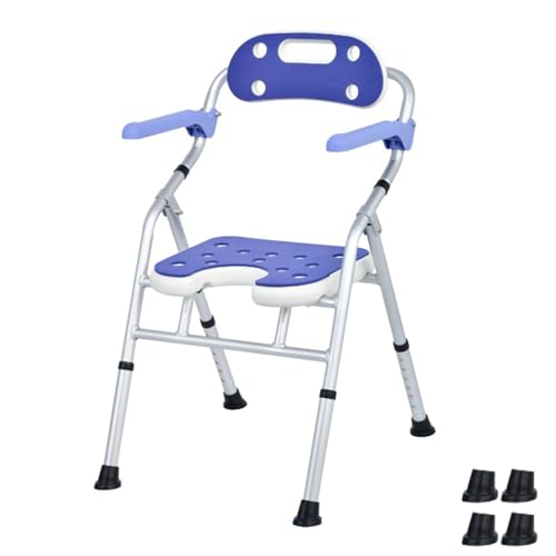 CHCHC Duschhocker, Aluminiumlegierung Duschstuhl Ältere Behinderte Badezimmerstuhl mit Armlehne Antirutschhocker Duschstuhl(Blue A,Standard) von CHCHC