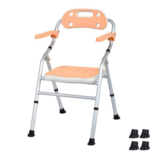 CHCHC Duschhocker, Aluminiumlegierung Duschstuhl Ältere Behinderte Badezimmerstuhl mit Armlehne Antirutschhocker Duschstuhl(Orange,Standard) von CHCHC