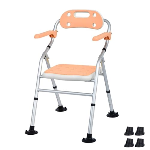CHCHC Duschhocker, Aluminiumlegierung Duschstuhl Ältere Behinderte Badezimmerstuhl mit Armlehne Antirutschhocker Duschstuhl(Orange,Upgraded) von CHCHC