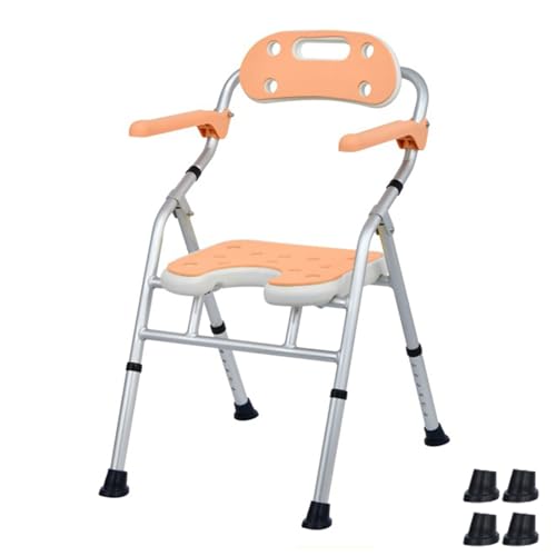 CHCHC Duschhocker, Aluminiumlegierung Duschstuhl Ältere Behinderte Badezimmerstuhl mit Armlehne Antirutschhocker Duschstuhl(Orange A,Standard) von CHCHC