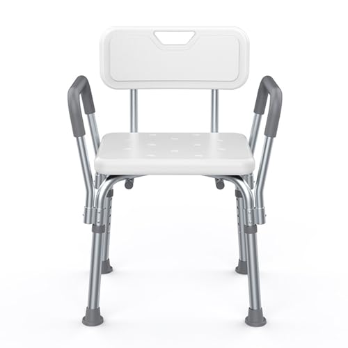 CHCHC Duschstuhl, mit Rückenlehne Und Armlehne, Badestuhl rutschfest Badezimmer Verstellbar for Ältere Menschen Behinderte Badehocker Duschstuhl(No Padding) von CHCHC