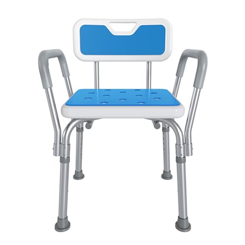 CHCHC Duschstuhl, mit Rückenlehne Und Armlehne, Badestuhl rutschfest Badezimmer Verstellbar for Ältere Menschen Behinderte Badehocker Duschstuhl(Padded) von CHCHC
