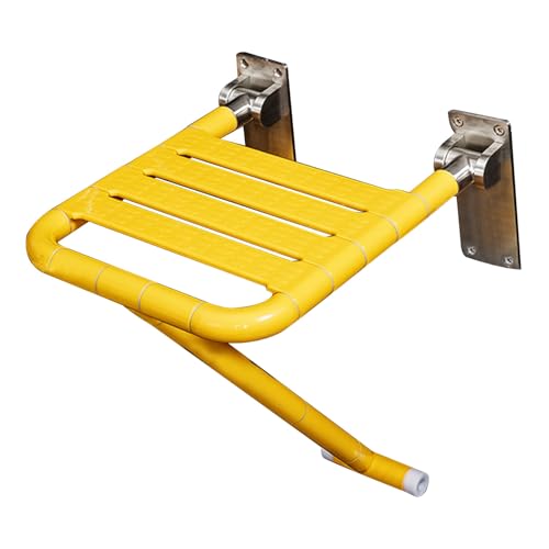 CHCHC Duschstuhl An der Wand, Ältere Behinderte Barrierefreiheit Duschstuhl Aus Edelstahl rutschfest Klappbarer Duschstuhl Duschstuhl(Yellow,Standard) von CHCHC