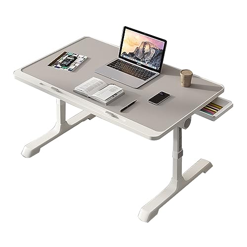CHCHC Erhöhter Tisch, mit Schubladen Höhenverstellbar Beweglicher Computer-Schreibtisch Schlafzimmer Bett Klappbarer Kleiner Tisch(Light Gray) von CHCHC