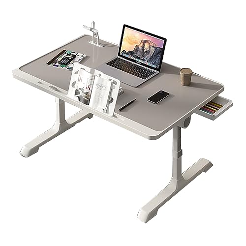 CHCHC Erhöhter Tisch, mit Schubladen USB Höhenverstellbar Beweglicher Computer-Schreibtisch mit Bücherregal Bett Multifunktionstisch(Light Gray) von CHCHC