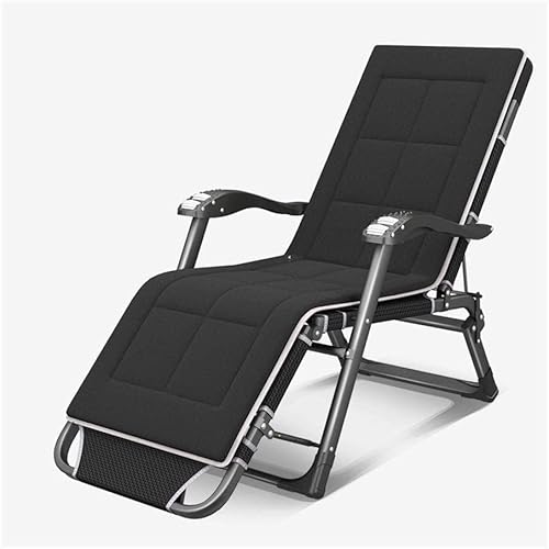 CHCHC Gartenlieger, Außenterrasse Camping Sonneneinstrahlung Stahl Füße Liegen Strand Pool Klappbares Sonnenbett Stuhl klappern Liegen(Blac+pad) von CHCHC