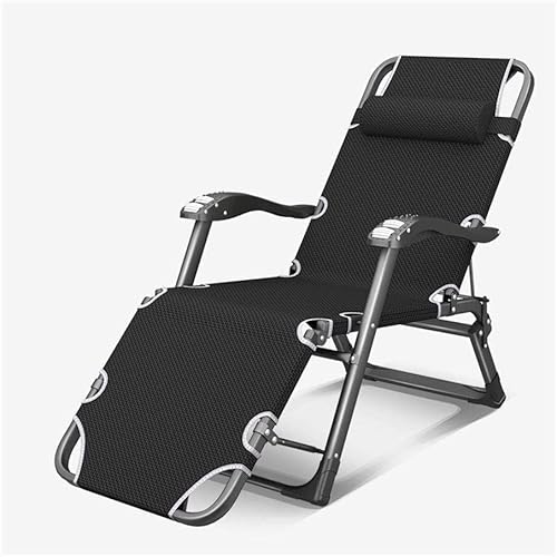CHCHC Gartenlieger, Außenterrasse Camping Sonneneinstrahlung Stahl Füße Liegen Strand Pool Klappbares Sonnenbett Stuhl klappern Liegen(Black) von CHCHC