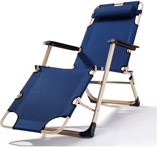 CHCHC Gartenlieger, Stahlfüßen Füße Lässer mit Kissen Außenmöbel Klappbett Strandpool Verstellbarer Stuhl Sonneneinstrahlung Liegen(Blue) von CHCHC