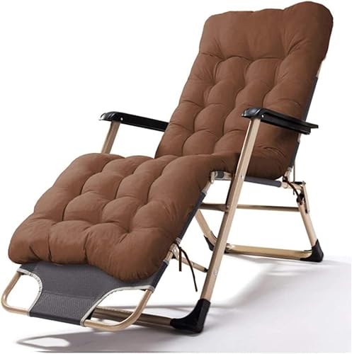 CHCHC Gartenlieger, Stahlfüßen Füße Lässer mit Kissen Außenmöbel Klappbett Strandpool Verstellbarer Stuhl Sonneneinstrahlung Liegen(Grey+Coffee Pad) von CHCHC