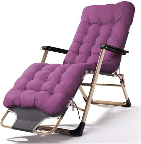 CHCHC Gartenlieger, Stahlfüßen Füße Lässer mit Kissen Außenmöbel Klappbett Strandpool Verstellbarer Stuhl Sonneneinstrahlung Liegen(Grey+Purple Pad) von CHCHC