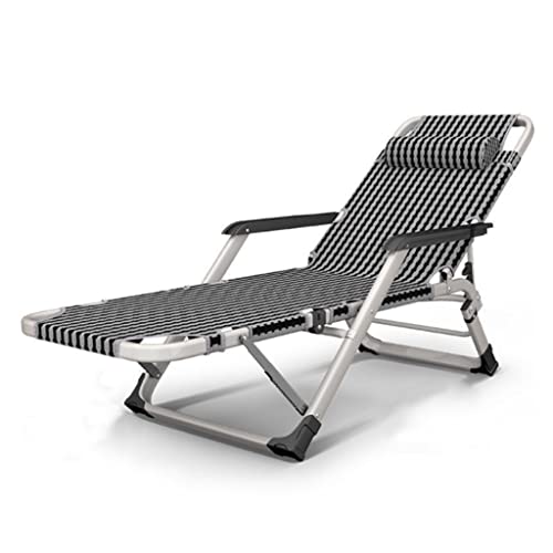 CHCHC Gartenlieger, Strandpool im Freien im Freien Liege des Terrasse Camping 15 einstellbare Sonnenliegestuhl Liegekleiner Liegen(Silver Black Grid) von CHCHC