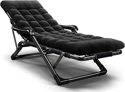 CHCHC Gartenlieger, mit Kissen Sonnenstrand Pool Outdoor Liegestütze Terrasse Garten Camping Klappbare Liegestuhl Liegen(Black+Pearl pad) von CHCHC