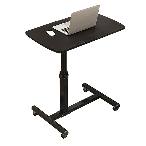 CHCHC Höhenverstellbar Beistelltisc, Höhenverstellbar Kleiner Computer Schreibtisch mit 4-Verriegelungsrädern Anti-Rutsch Office Schreibtisch(Black,A) von CHCHC
