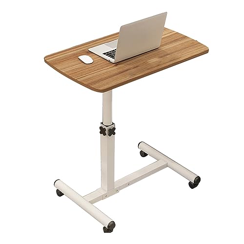 CHCHC Höhenverstellbar Beistelltisc, Höhenverstellbar Kleiner Computer Schreibtisch mit 4-Verriegelungsrädern Anti-Rutsch Office Schreibtisch(Oak,A) von CHCHC